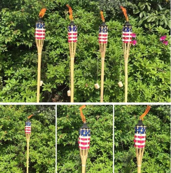 Garden Light Bamboo Torch With Black Metal Wick Holder For Outdoor Decoration Natural Bamboo Tiki Torch 3
