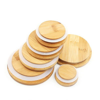 Canninng Leakproof Cover Bamboo Jar Lids With Hole Straw Bottle Caps Kitchen Lids