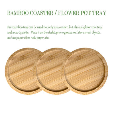 6 Pack 9cm Round Blank Bamboo Coasters Bar Home Cup Coasters