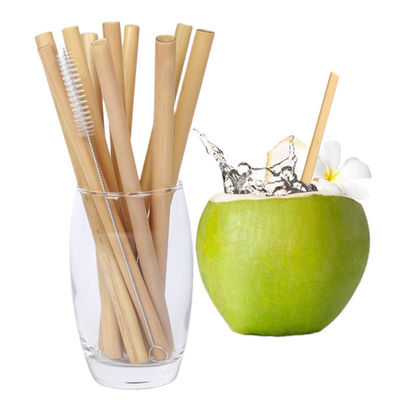 Biodegradable Bamboo Raw Material Organic Natural Fiber Straw Reusable Bamboo Drinking Straw with Cleaner