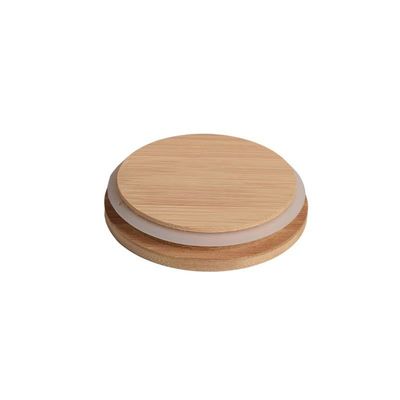 8.5cm Bamboo Lids Leak Proof Candle Jars With Colorful Silicon Ring Size Customized
