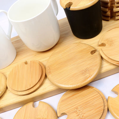 8.5cm Bamboo Lids Leak Proof Candle Jars With Colorful Silicon Ring Size Customized