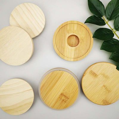 Kitchen Storage Jars Round Square Bamboo Jar Lid With Silicon Ring Airtight