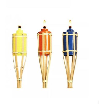 Outdoor Decorating Wedding 150cm Bamboo Torches With Covers Metal Oil Canisters