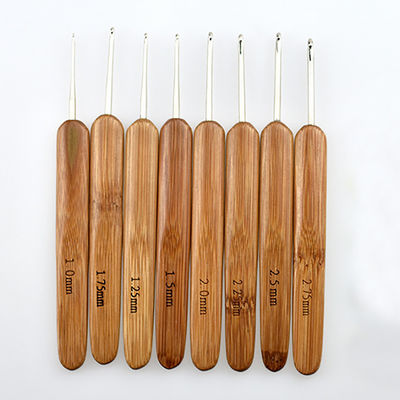 Bamboo Handle Crochet Hook Set Knitting Needles Stainless Steel Head Sewing Accessories