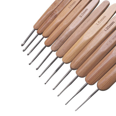 Bamboo Handle Crochet Hook Set Knitting Needles Stainless Steel Head Sewing Accessories