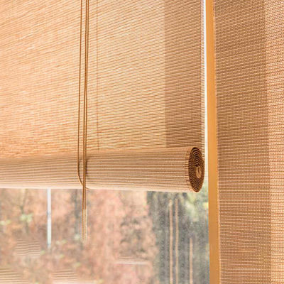 Customized Wooden Shades Bamboo Roller Blind Sunscreen 180*180cm For Home