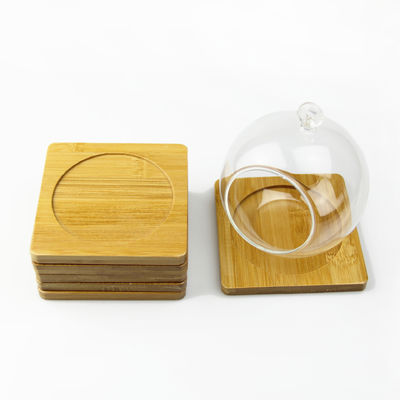 9cm Indoors Bamboo Plant Tray Anti Scratch Table Mat For Succulent Plant Pots