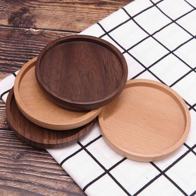 Small Porous Blank Bamboo Coasters For Succulent Plant Pot Tray 3.2 Inch