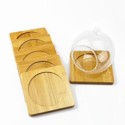 6 Pieces Set Round Bamboo Coasters Mildew Proof Coffee Cup Coasters Mats