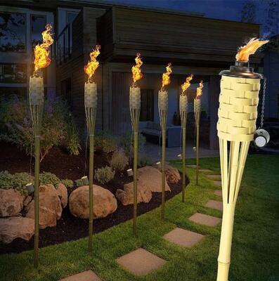 Natural Bamboo Torch for Outdoor Camping, Garden Party Decor, Handmade Eco-Friendly Fire Torch